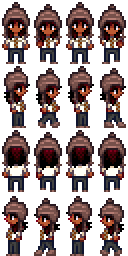 In-world pixel art for a character.